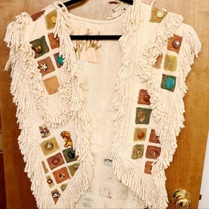 Crystal Handwovens Vintage Art To Wear Embellished Shawl Long